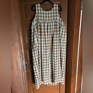 Offon Clothing Lilou Maxi Dress in Gingham Seersucker NWT
